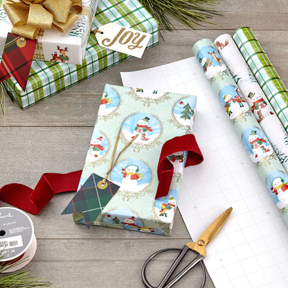 Hallmark Christmas Wrapping Paper Rolls, Holiday Gift Wrap (Pack of 3: 120 sq. ft. ttl) Storybook Critters, Snowmen, Green and Blue Plaid