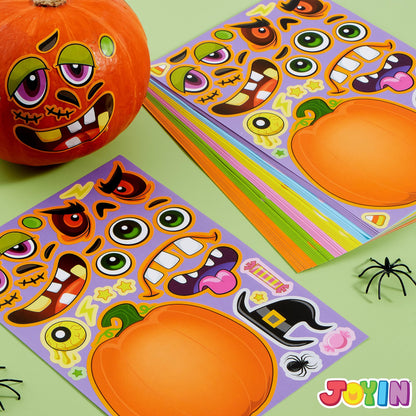 JOYIN 48 Pcs Halloween Pumpkin Stickers for Kids, Halloween Party Favor, Craft Party Supplies, Funny Sticker with Different Pumpkin Design, Classroom Activities Games Goodies Treat Gifts（Age 3+）