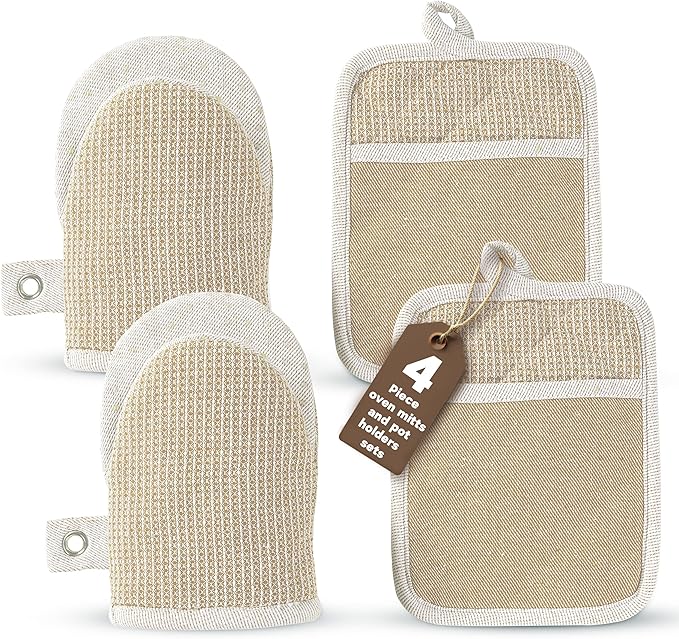 Casa Platino Mini Oven Mitts & Silicone Pot Holders, 4-Piece – Heat Resistant