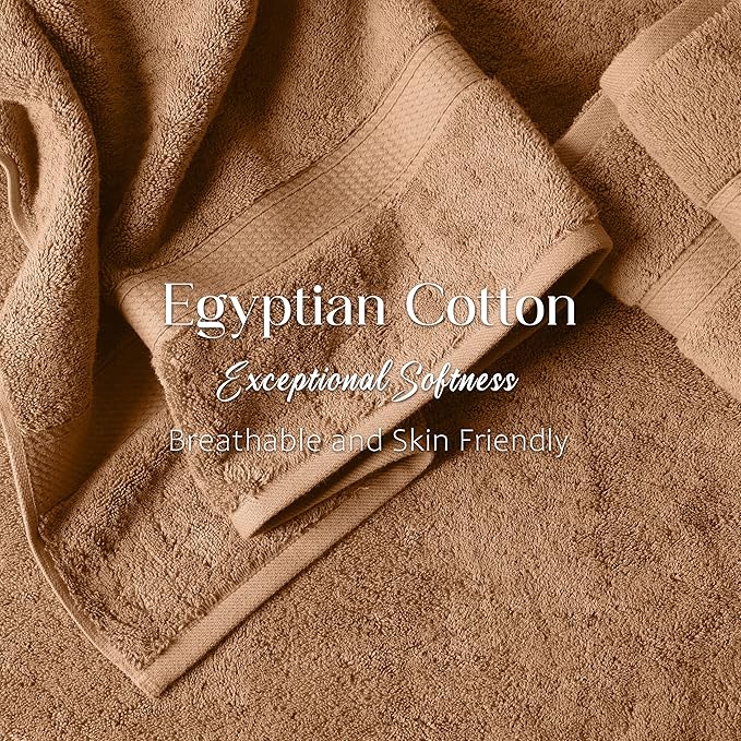 SUPERIOR Egyptian Cotton Pile 6 Piece Towel Set, Includes 2 Bath, 2 Hand
