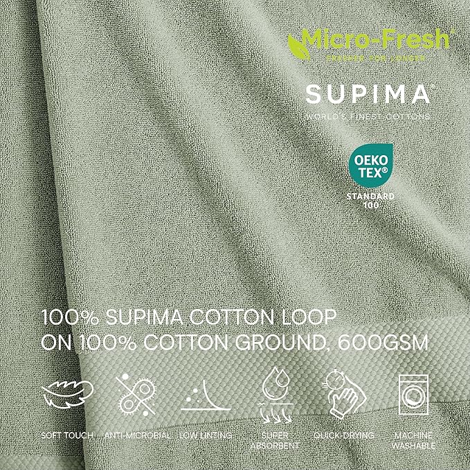 Lacoste Heritage 100% Supima Cotton Bath Sheet, Premium Super Soft Bath Towel