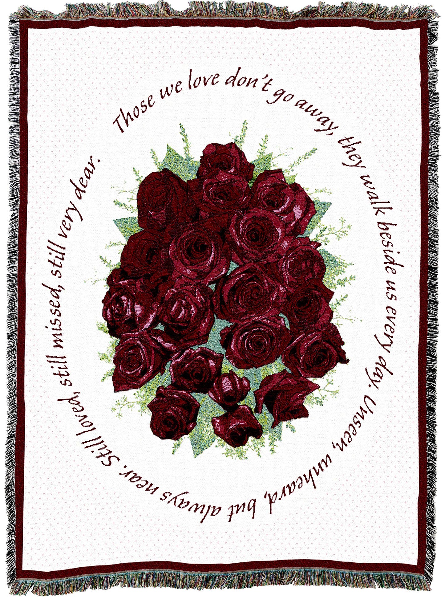 Pure Country Weavers Bundle of Red Roses Blanket - Those We Love Don't Go Away Blanket - Sympathy Bereavement Gift Tapestry Throw Woven from Cotton - Made in the USA (72x54)