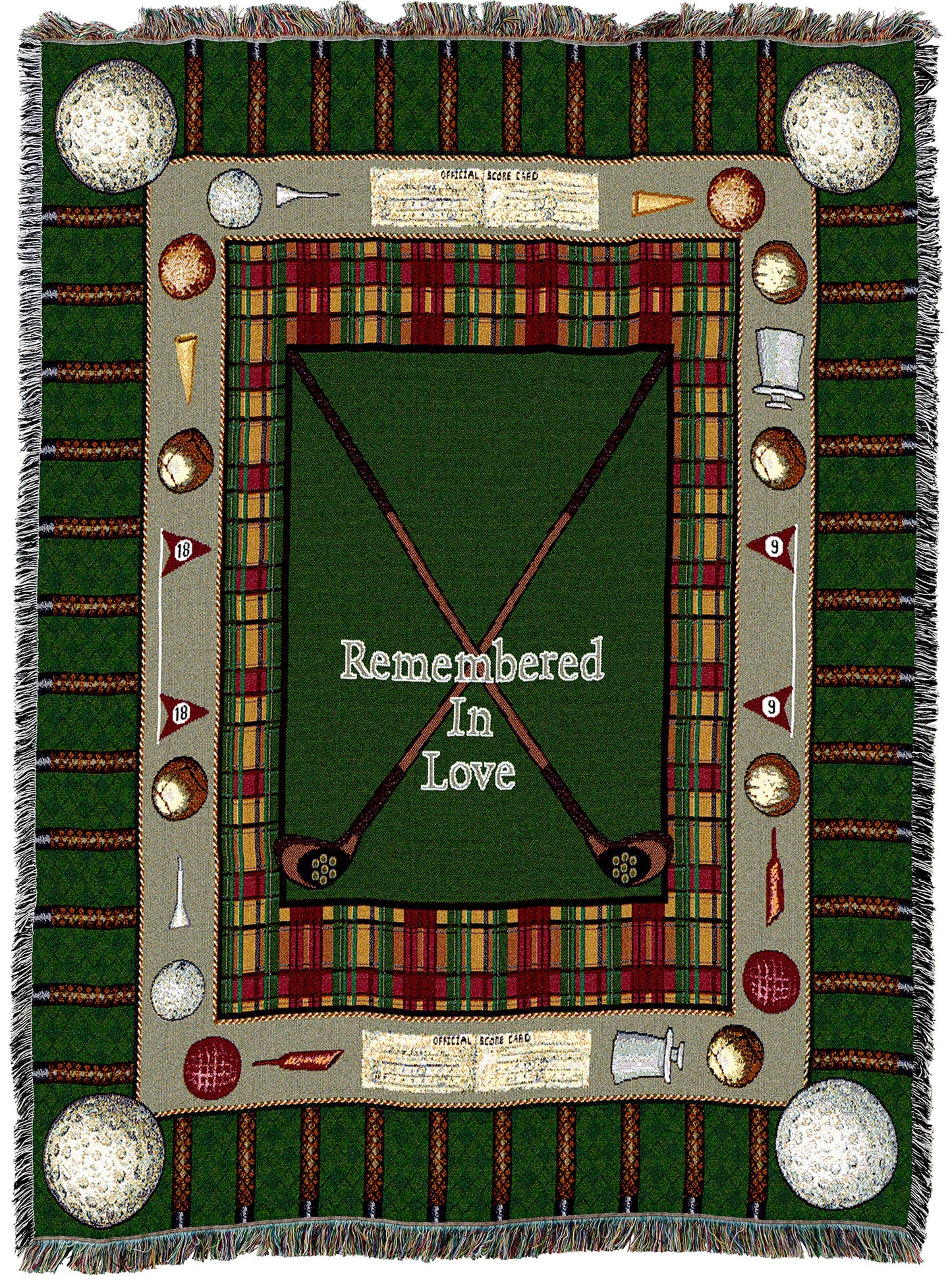 Pure Country Weavers Memorial Golf Blanket - Remembered in Love Blanket - Sympathy Bereavement Gift Tapestry Throw Woven from Cotton - Made in the USA (72x54)