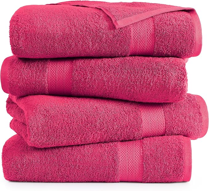 LANE LINEN Luxury 100% Ring Spun Cotton Large Bath Towels Set of 4