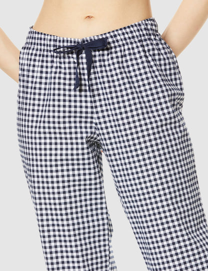 Amazon Essentials Women's Poplin Sleep Pant, Black Gingham, Large