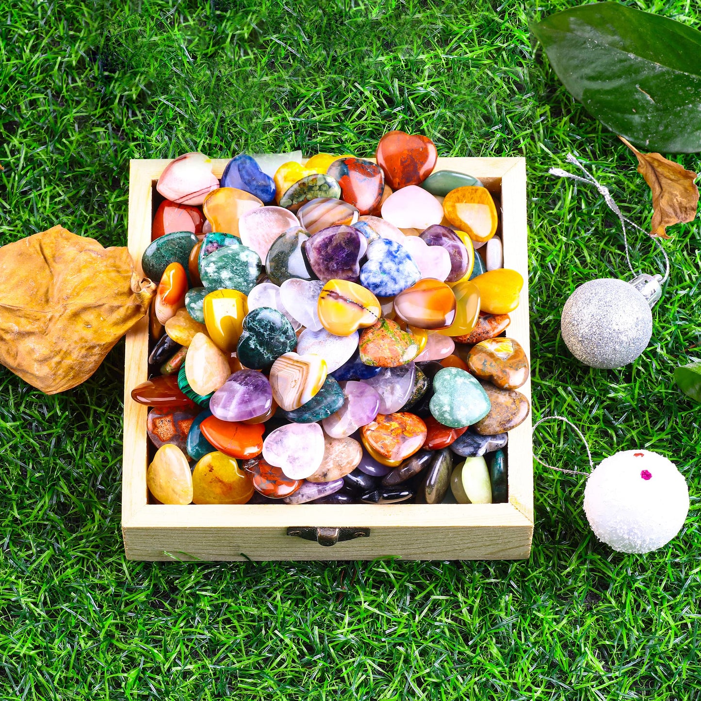 FORBY 40pcs Natural Heart Shaped Crystal Stones 0.8 Inch Pocket Hearts Bulk Stones Assorted Healing Crystals Chakra Hearts Shaped Gemstone for Anxiety Decoration Yoga Reiki Gifts137 to140g