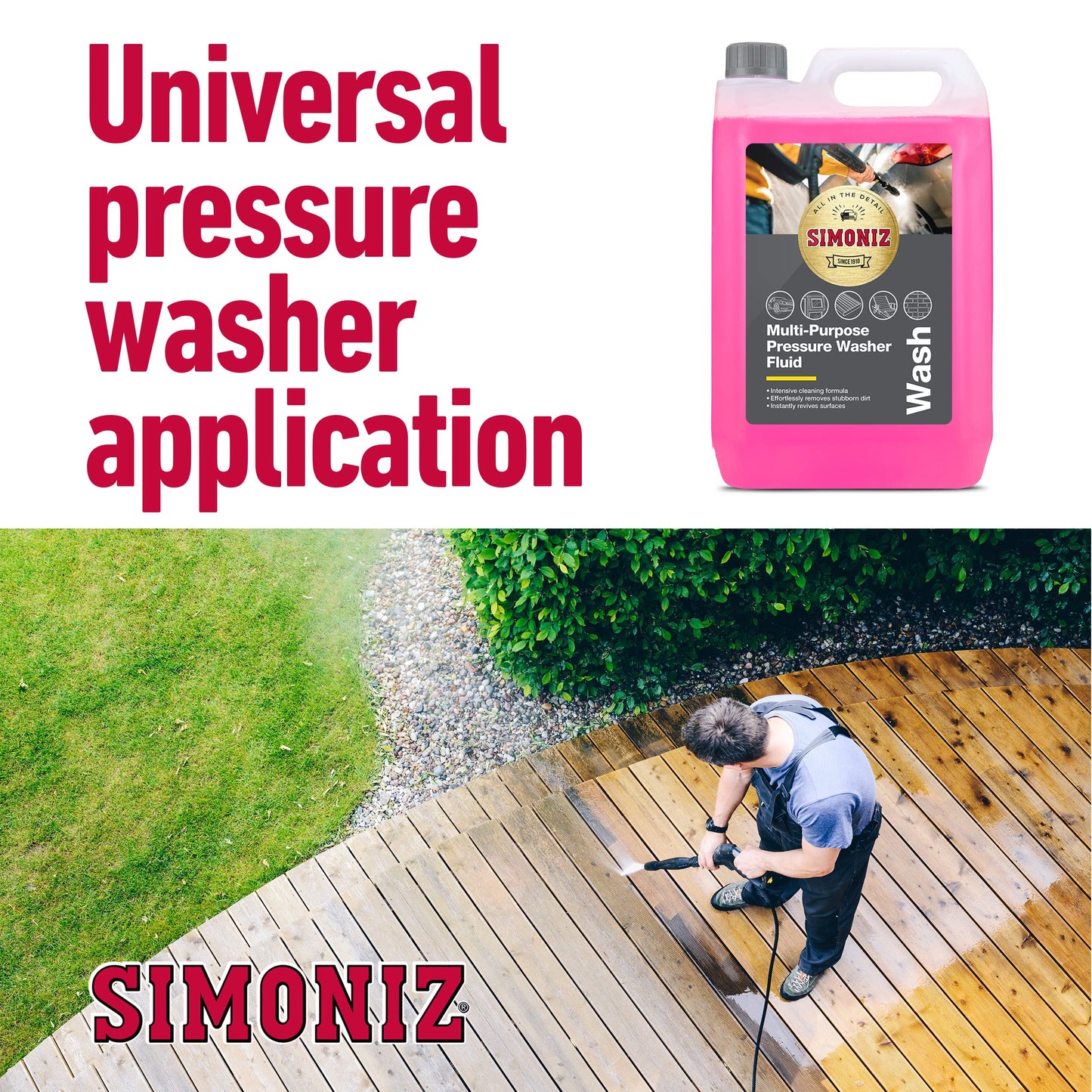 SIMONIZ SAPP0174A Multi Purpose Pressure Washer Shampoo Fluid, Pink, 5 Litre