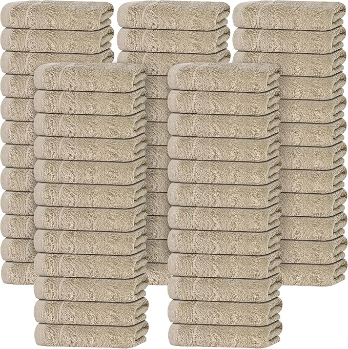 Tens Towels Pack of 60 Washcloths, 12 x 12 Inches, Lighter Weight, Quick to Dry