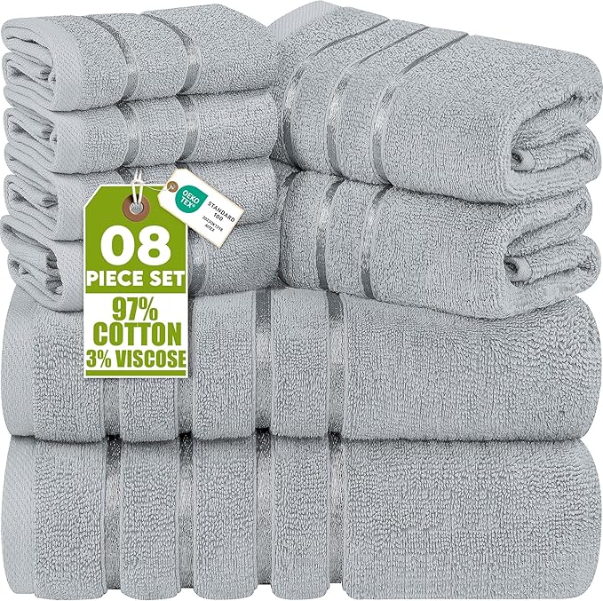 Utopia Towels 8 Piece Luxury Towel Set, 2 Bath, 2 Hand, and 4 Wash Cloths
