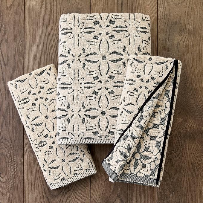 SKL Home Lisbon 100% Cotton Premium 2-Piece Hand Towel Set, 600 GSM, Reversible
