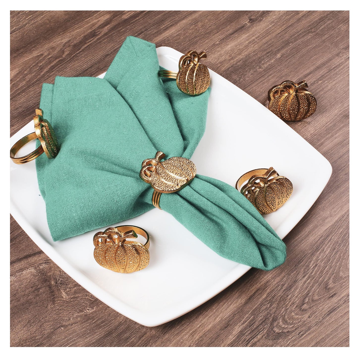 Set of 12 Decorative Metal Napkin Ring - Antique Copper Pineapple Lightweight Napkin Rings - Table Accents for Elegant Dining, Weddings & Everyday Celebrations (Gold)- ALPHA Living HOME