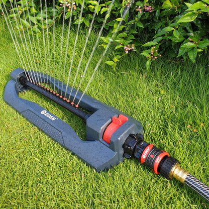 Eden 96213 Lawn & Garden Essential Oscillating Water Sprinkler for Yard W/Quick Connect Starter Set, Covers up to 3,600 sq. ft, Heavy Weight Base