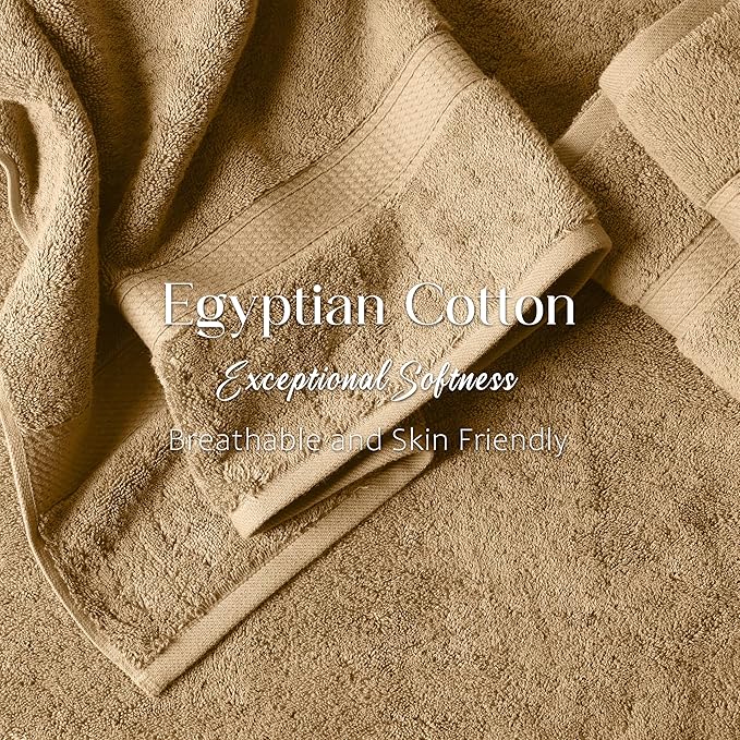 SUPERIOR Egyptian Cotton Pile Bath Towel Set of 2, Ultra Soft Luxury Towels