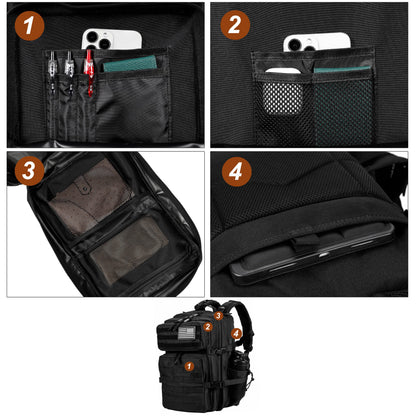 LHI Military Tactical Backpack for Men and Women 45L Large waterproof Rucksack for School, Hiking, Trekking, Hunting