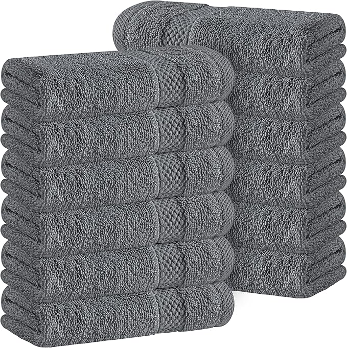 White Classic Luxury Cotton Washcloths 13x13 Inch