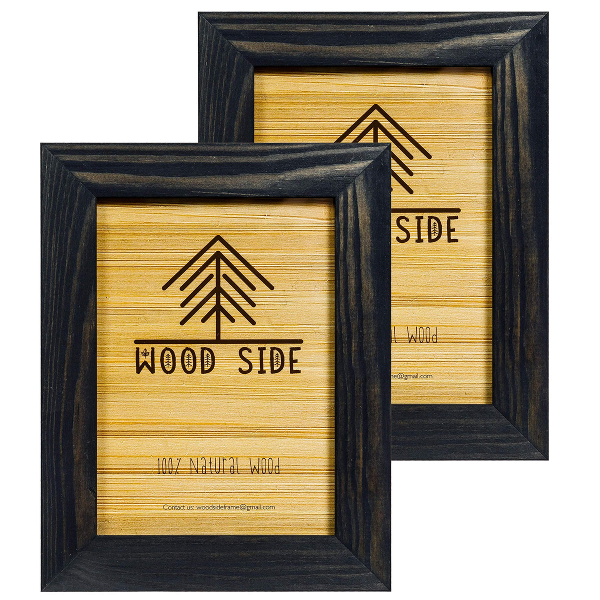 8.5 x 11 Wooden Rustic Picture Frames - Set of 2 for Diploma Documents and Certificates Wall Mount and Tabletop - Natural Wood Photo Frame - Charcoal