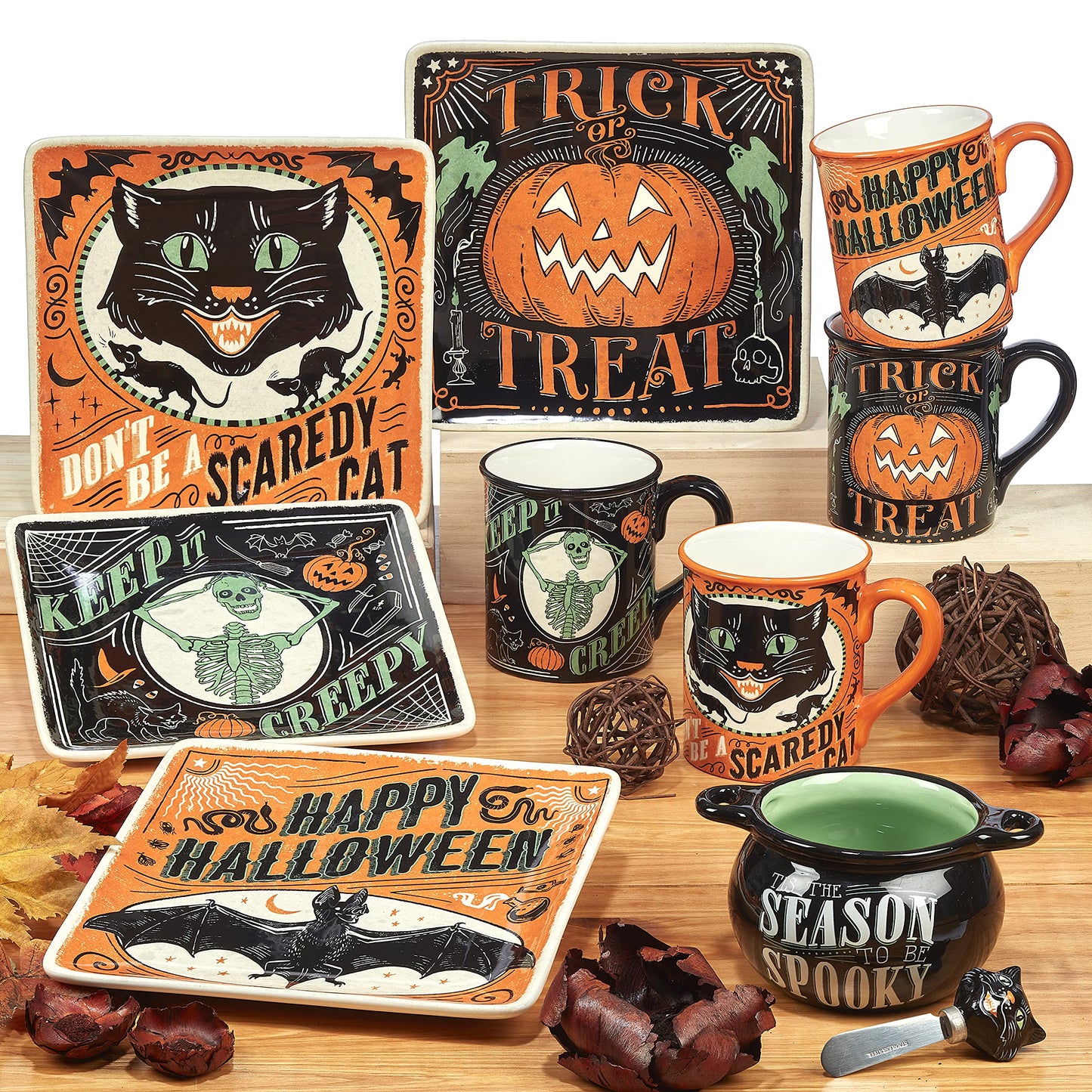 Certified International Scaredy Cat Rectangular Platter, 14in x 10in