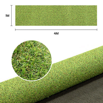 GardenKraft 4 m × 1 m Artificial Grass Roll – 15 mm High‑Density Two‑Tone Pile, UV‑Stabilised Fast‑Drain Fake Lawn, Pet & Child Friendly Astro Turf