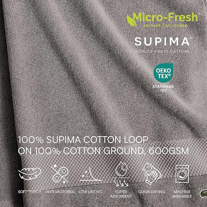 Lacoste Heritage 100% Supima Cotton Hand Towel, Premium Super Soft Bath Towel