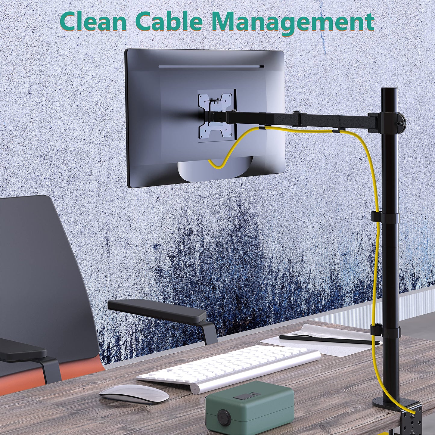 WALI Monitor Arm Mount for Desk, Single Extra Tall Computer Desk Mount, Monitor Bracket Mount Stand Single, up to 32 inch, 22 lbs (M001XL), Black