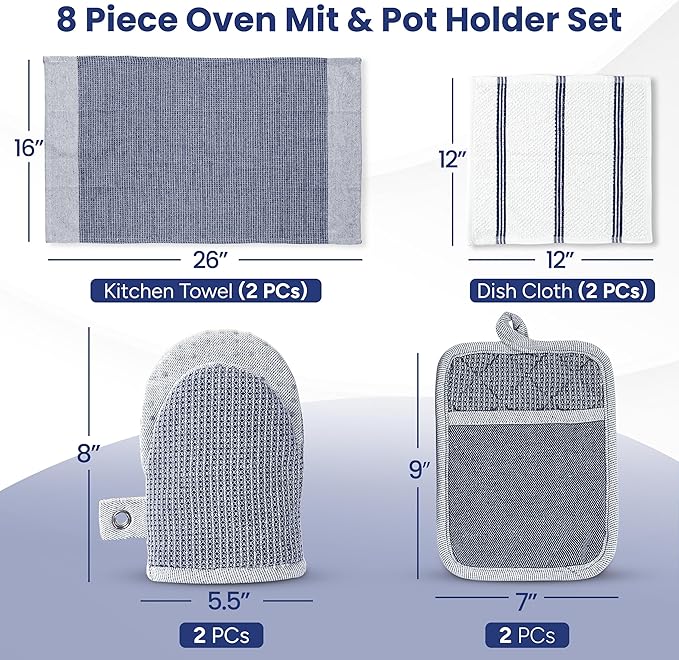 Casa Platino Mini Oven Mitts Set, 8-Piece – 500°F Heat Resistant Silicone Oven