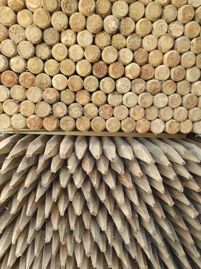 Premium Round Wooden Stakes 1.2m x 50mm – Pack of 10 Pressure-Treated Softwood Stakes for Durable Garden Fencing, Tree Support & Landscaping Projects