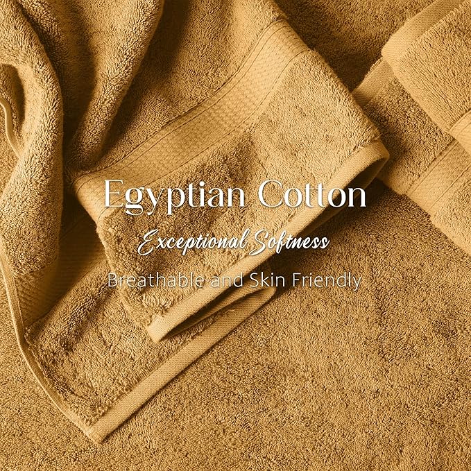 Superior Egyptian Cotton Pile 6-Piece Towel Set, Includes 2 Bath, 2 Hand