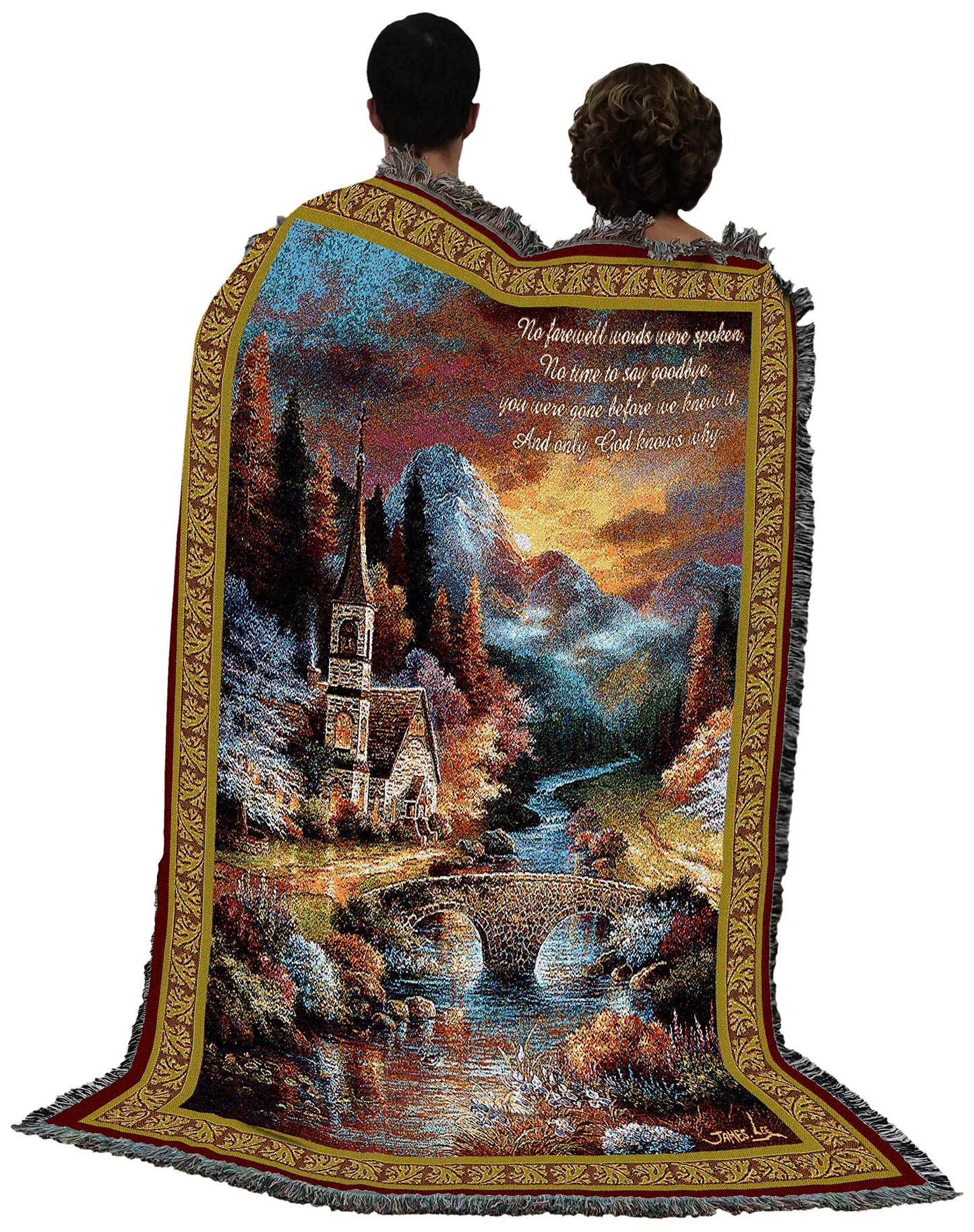 Pure Country Weavers Early Service Blanket by James Lee - No Farewell Words were Spoken - Sympathy Bereavement Gift Tapestry Throw Woven from Cotton - Made in the USA (72x54)