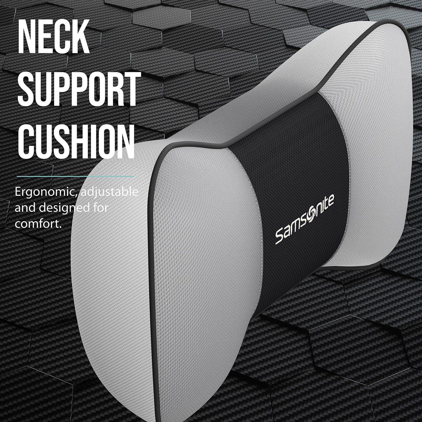 Samsonite Neck Pillow for Car – Ergonomic Memory Foam Headrest Cushion – Car Seat Support for Driving Comfort – Compact Neck Rest – Travel Pillow for Long Road Trip, Black