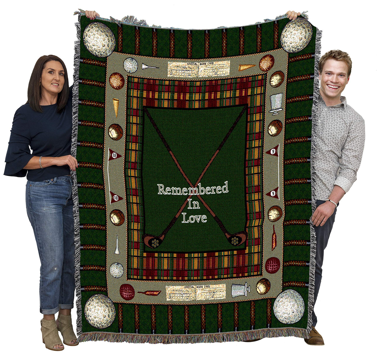 Pure Country Weavers Memorial Golf Blanket - Remembered in Love Blanket - Sympathy Bereavement Gift Tapestry Throw Woven from Cotton - Made in the USA (72x54)