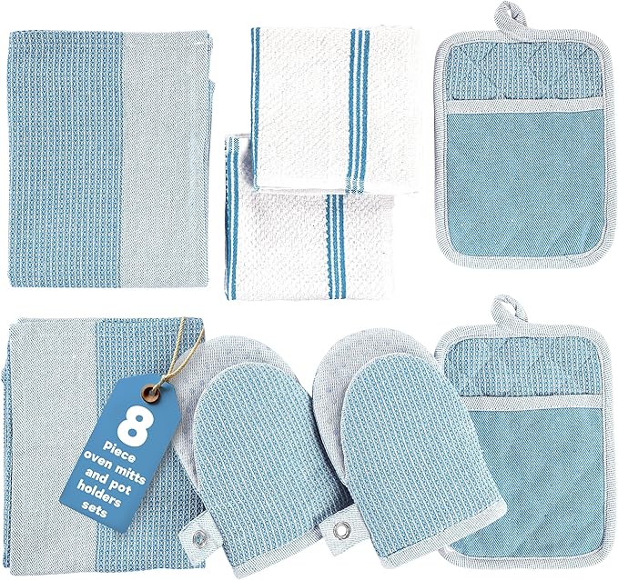 Casa Platino Silicone Oven Mitts Set, 8-Piece – 500°F Heat Resistant Mini Oven