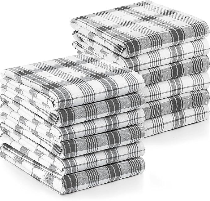 Utopia Towels Grey & White Dish Towels 100% Ring Spun Cotton Highly Absorbent &