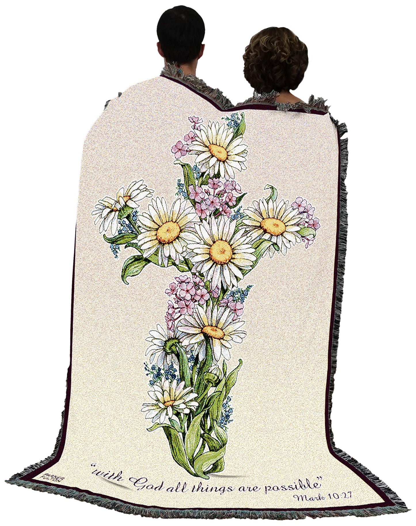 Pure Country Weavers Daisy Cross Blanket - Sympathy Bereavement Gift Tapestry Throw Woven from Cotton - Made in the USA (72x54)