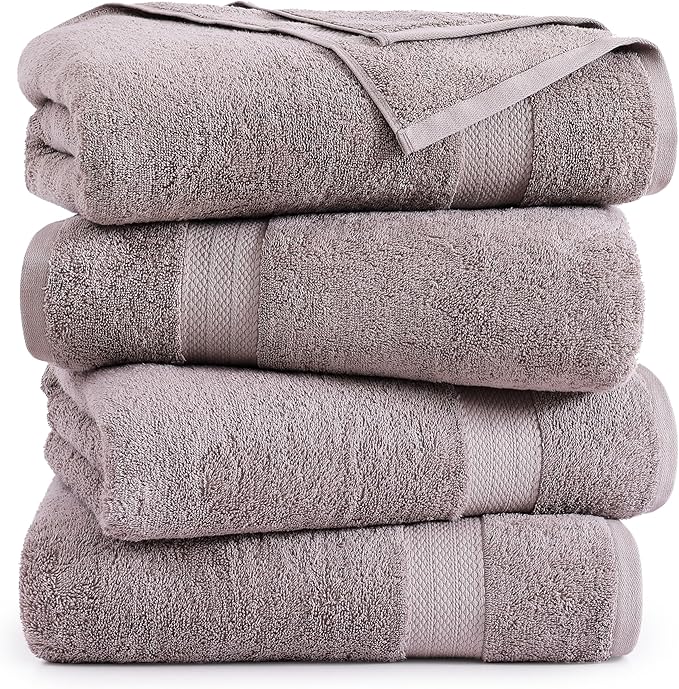 LANE LINEN 100% Mercerized Cotton Bath Sheets Set of 4
