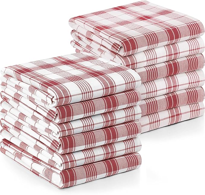 Utopia Towels Red & White Dish Towels 100% Ring Spun Cotton Highly Absorbent &