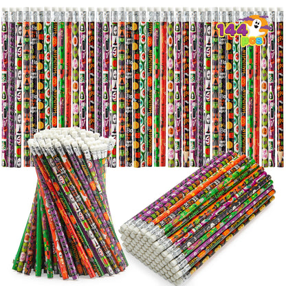 JOYIN 144 PCS Halloween Pencils with Eraser, 12 Designs Halloween Stationery Set for Kids Gifts Prizes, Wooden Drawing Pencils, Classroom Party Favor Supplies, Trick or Treat Goodies Bags Fillers