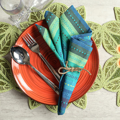 Lightnpro Salsa Stripes Cloth Napkins Set of 12 – Wedding, Christmas & Holiday Table Napkins, Machine Washable Cloth Napkins for Special Occasions & Everyday Use - 18x18 Inch Teal Multi