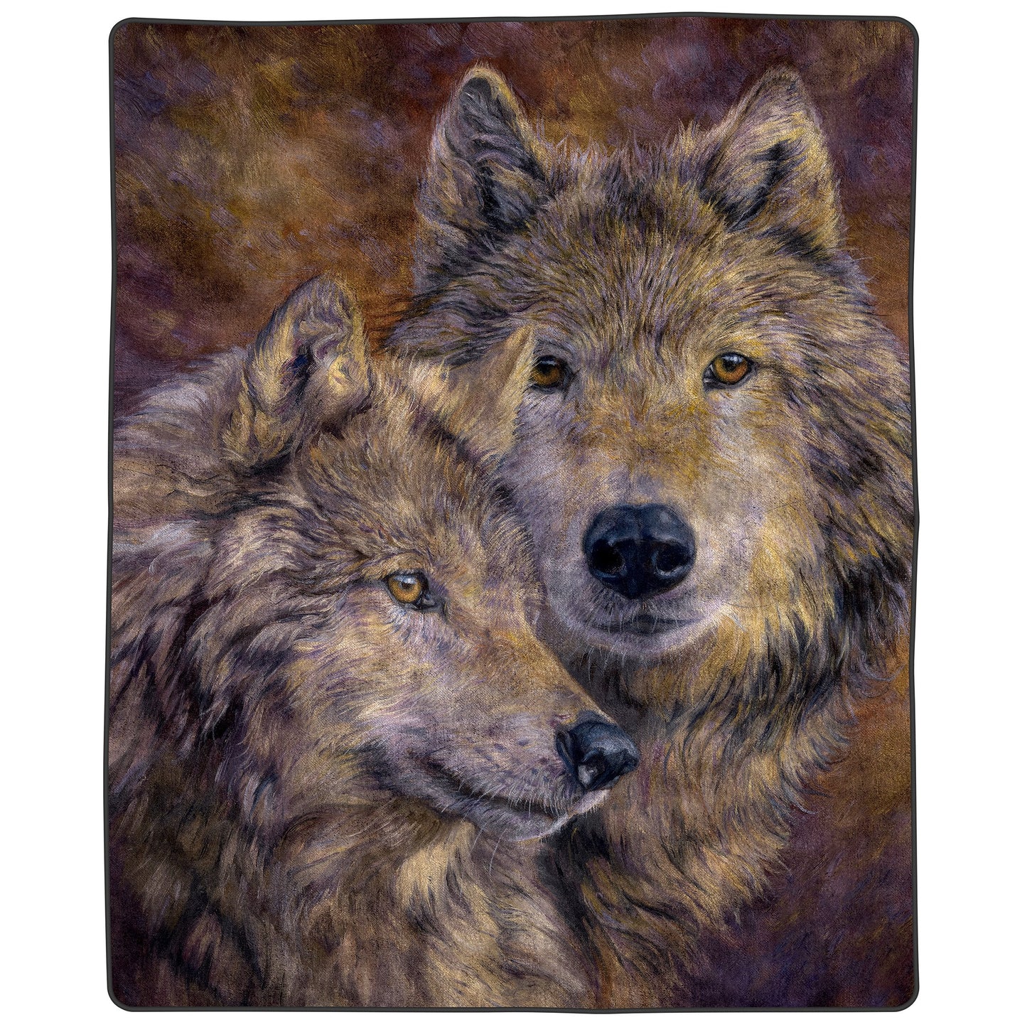 Home Bedford Wolf Blanket – 80x92-inch Printed Pair of Wolves Blanket - Plush Thick 8lb Faux Mink Queen Throw for Couch, Sofa, or Bed