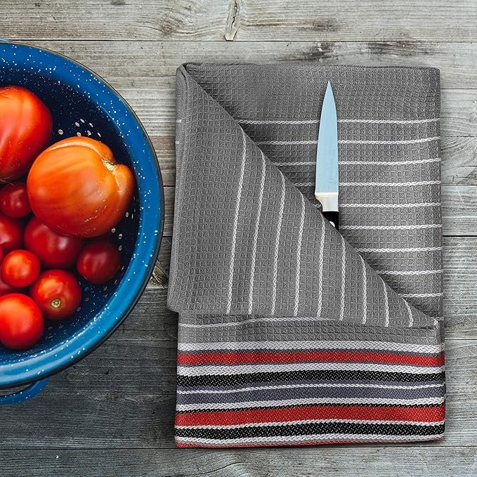 Urban Villa Kitchen Towels Waffle Stripes Dish Towels