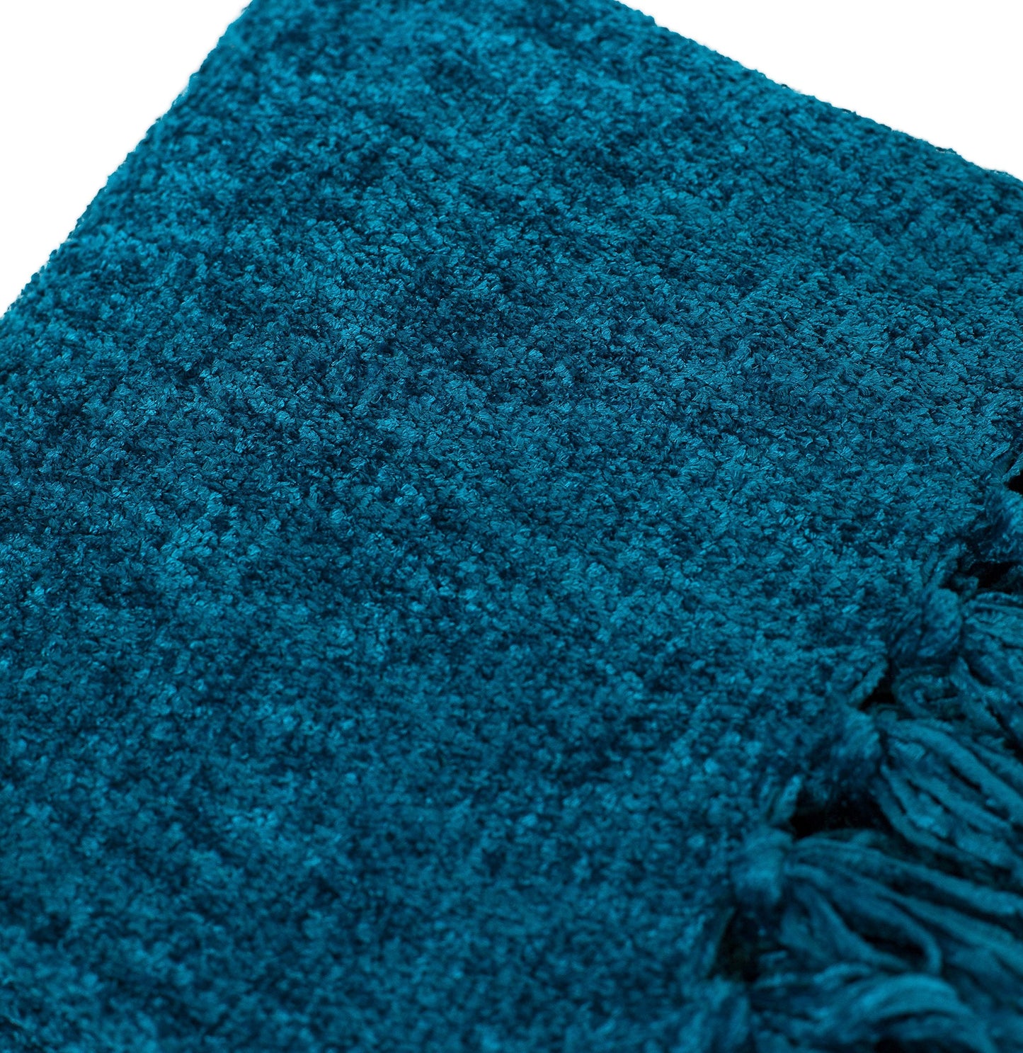 Internet's Best Thick Chenille Throw Blankets - Ultra Soft Sofa Couch Blanket with Fringe - Light Weight Sofa Throw - 100% Microfiber Polyester - Easy Travel - Bed (Teal)