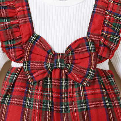 Toddler Baby 12-18 Months Girl Clothes Fall Winter Outfits Long Sleeve Romper Ruffle Red Jumpsuit Bodysuit Plaid Overalls 1 Year Old Girl Clothes