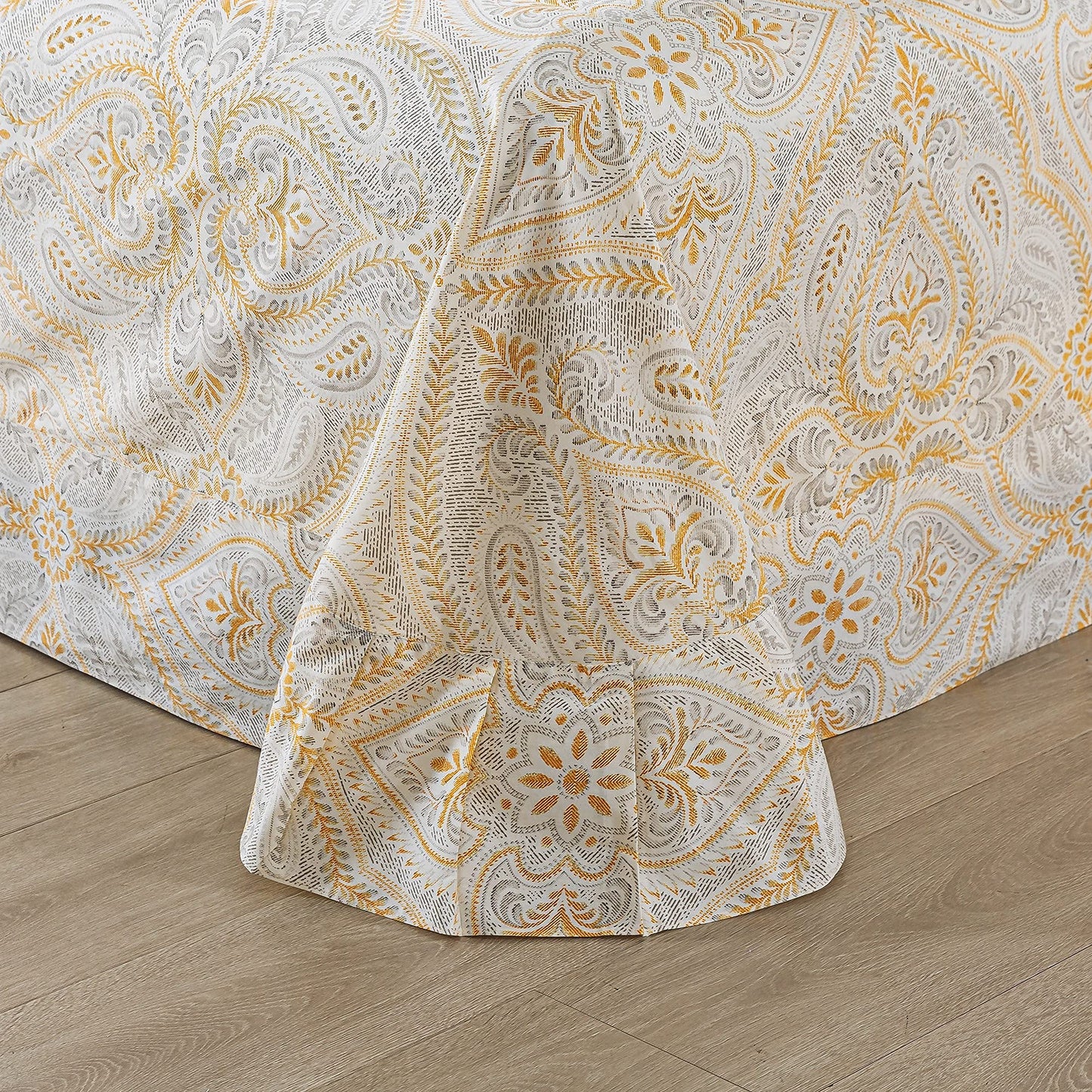FADFAY Luxury Sheets Set Full Classical Damask Paisley Bedding Luxurious Gold Classy Paisley Bed Sheet Set Breathable 100% Cotton Ultra Soft Hypoallergenic Deep Pocket Fitted Sheet 4Pcs, Full Size
