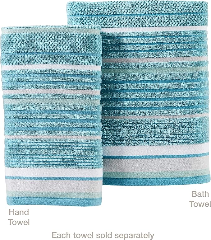 SKL Home Seabrook Stripe 100% Cotton Premium Bath Towel, 550 GSM, Soft &