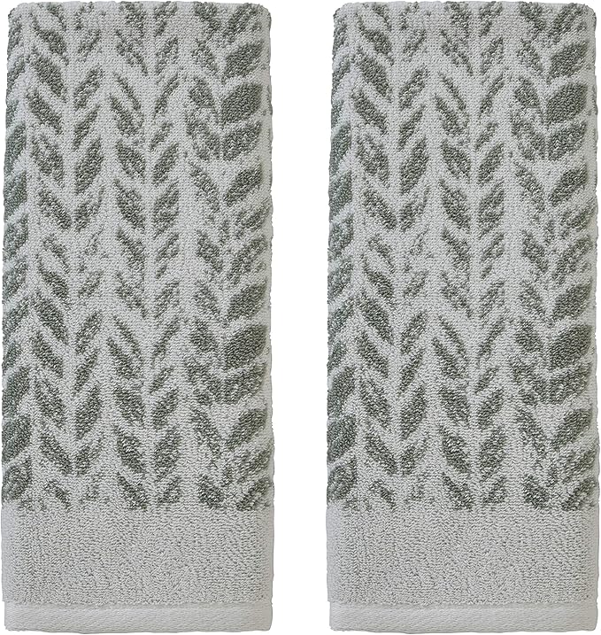 SKL Home Distressed Leaves 100% Turkish Cotton Premium 2-Piece Hand Towel Set