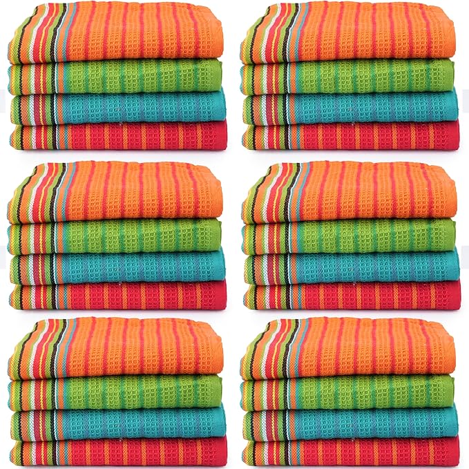 TEXAS LINEN CO. Kitchen Dish Towels, 100% Cotton Salsa Towels, Highly Absorbent