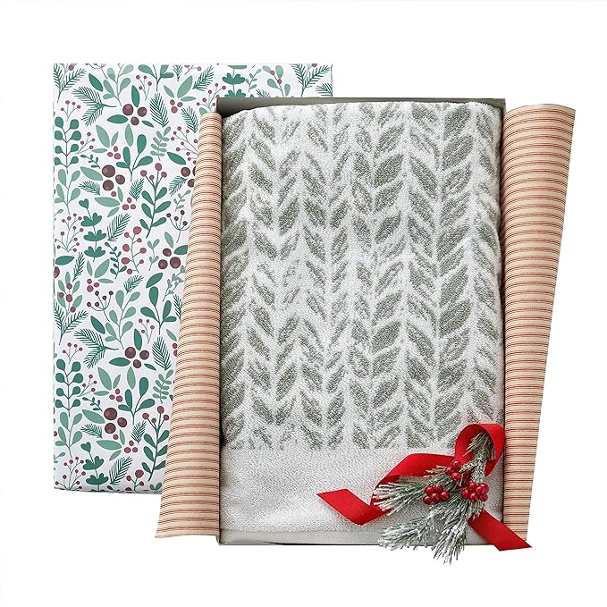 SKL Home Distressed Leaves 100% Turkish Cotton Premium Bath Towel, 600 GSM