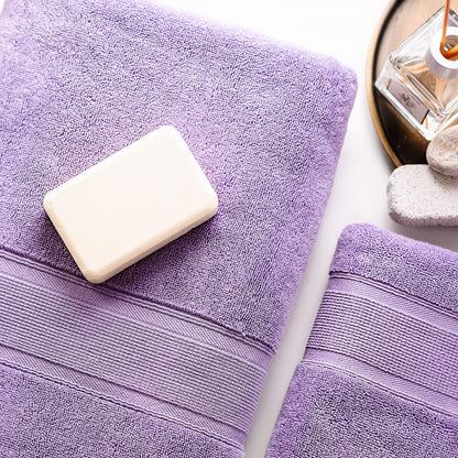 Luzia 8 Piece Bathroom Towel Set - 100% Turkish Cotton, Premium Quality - 2 Bath Towels 2 Hand Towels and 4 Washcloths (Lavender/Purple)