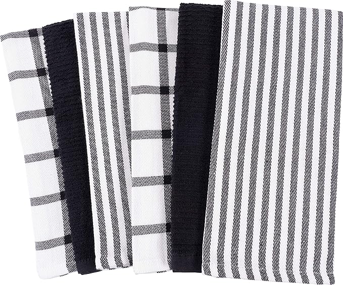 KAF Home Premium Kitchen Towels, Large 100% Cotton, Flat & Terry Absorbent Dish