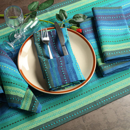 Lightnpro Salsa Stripes Cloth Napkins Set of 12 – Wedding, Christmas & Holiday Table Napkins, Machine Washable Cloth Napkins for Special Occasions & Everyday Use - 18x18 Inch Teal Multi