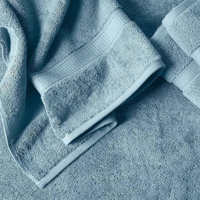 SUPERIOR Solid Egyptian Cotton Towel Set, Washcloths 13” x 13”, Hand Towels 20”